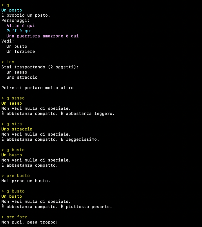 Interazione con oggetti di diverso peso