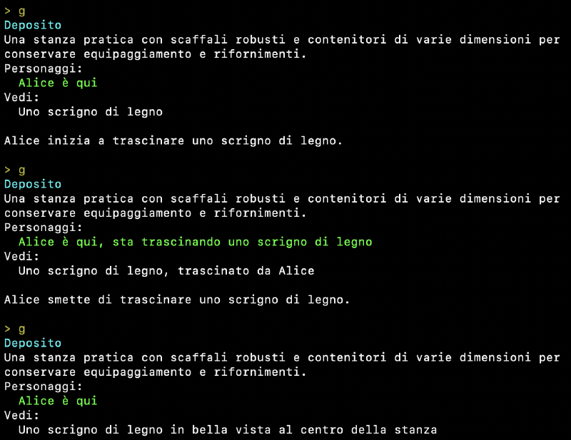Uso del comando trascina, visuale in terza persona
